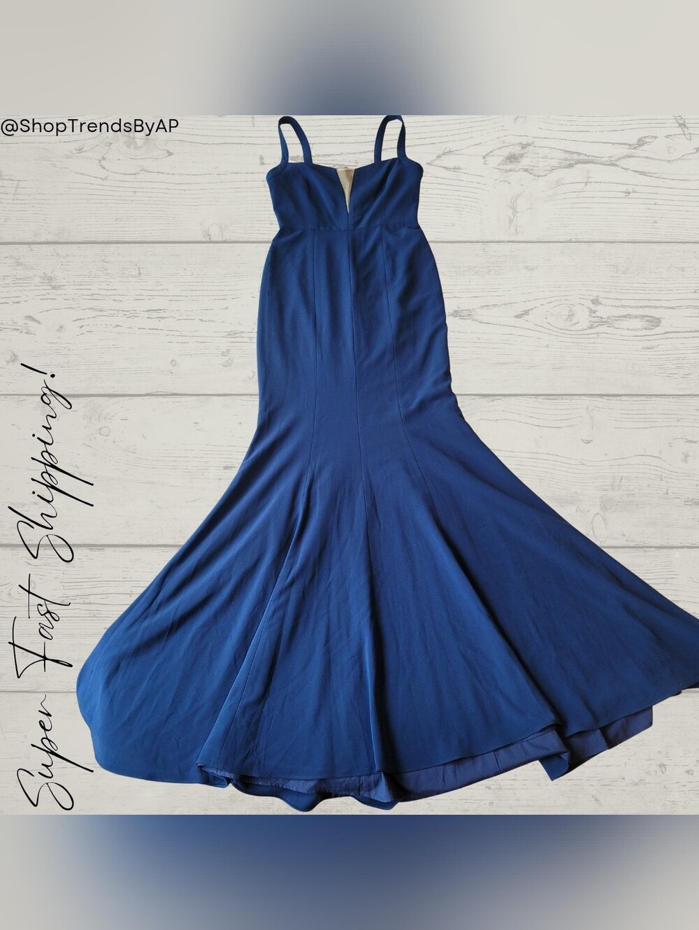 Lord & Taylor Halston Royal Blue Mermaid Evening Gown
